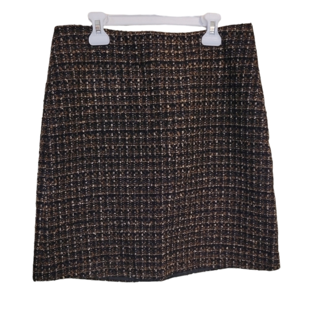 New York & Company Woven 100% Acrylic Outshell Brown Mini Skirt Size 6